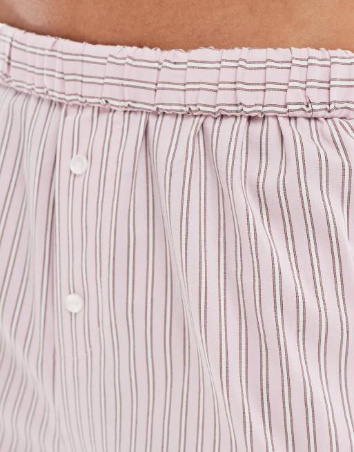 ASOS DESIGN pull on boxer pants in pink stripe
