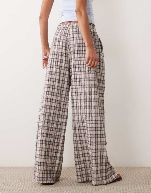 ASOS DESIGN pull-on-bukser i brun ternet sæt, 3 af 5