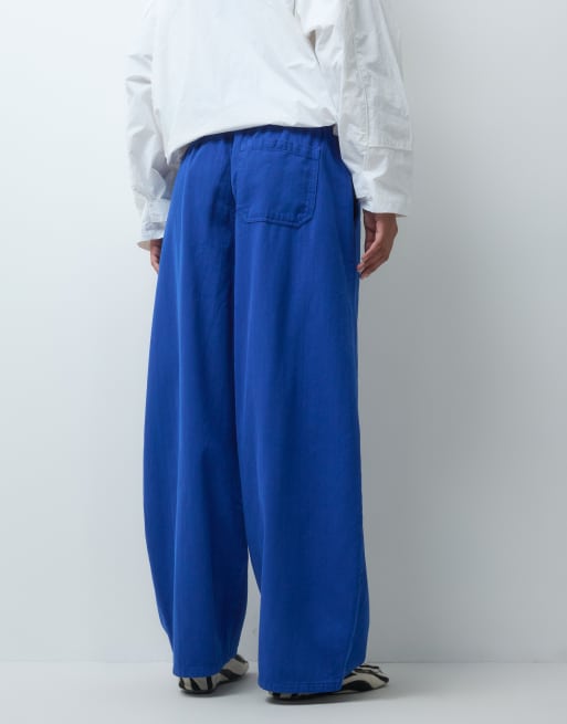 ASOS DESIGN pull on bukser med bindebælte i kobolt, 4 af 5