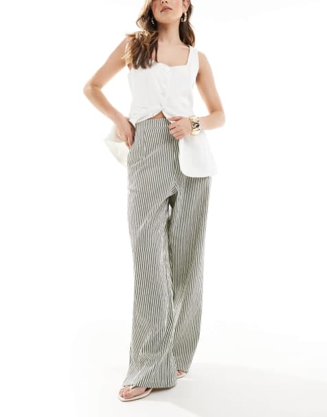 ASOS DESIGN - Pull-on-bukser med tekstur, lige ben og monokrome striber - view 1