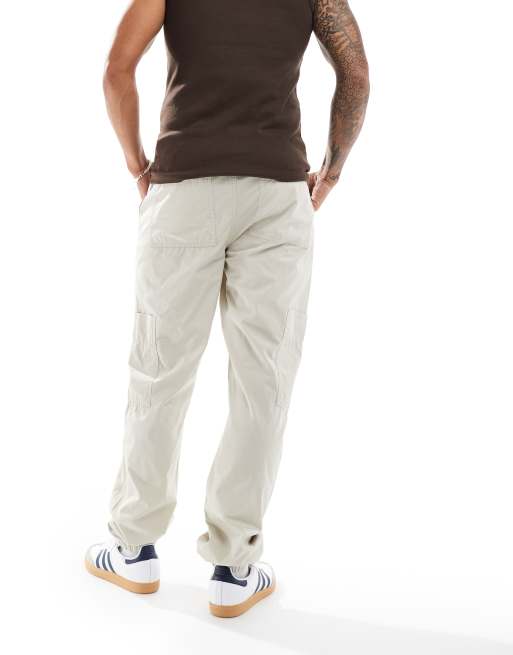 ASOS DESIGN pull on cargo joggers in stone, 3 of 5