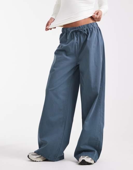 ASOS DESIGN pull on cargo trouser in charcoal