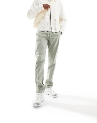 ASOS DESIGN pull on chino in sage green with elasticated waist