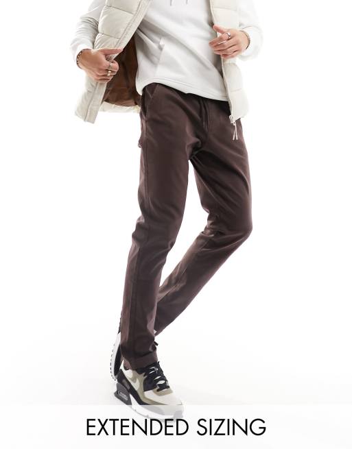 ASOS DESIGN pull-on chinos in dark brown with elasticized waist