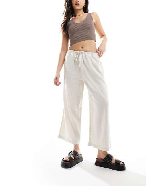 ASOS DESIGN pull on culottes with linen in natural 