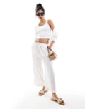 [ASOS DESIGN] ASOS DESIGN pull on culottes with linen in white 14 White