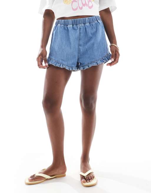 ASOS DESIGN - Pull-on-denimshorts med flæsekant, 2 af 5