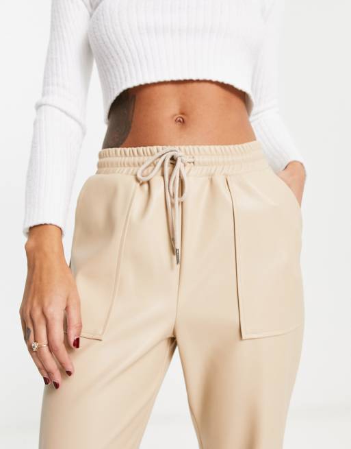 High waisted leather on sale joggers