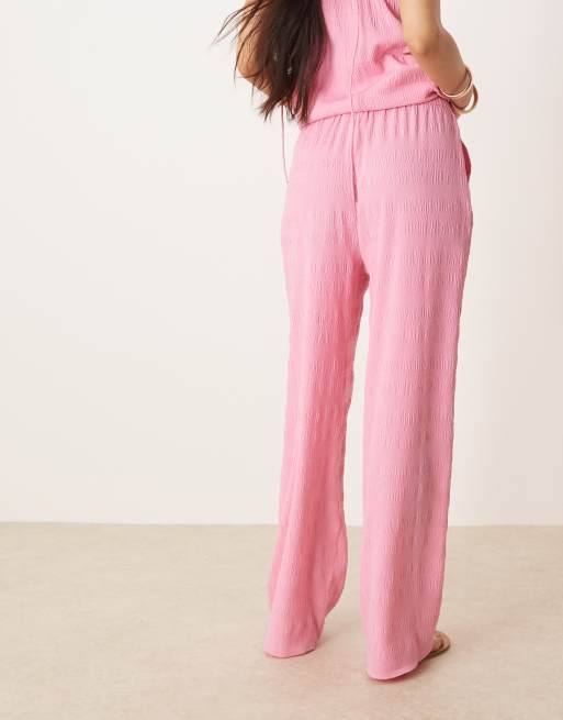 ASOS DESIGN pull on flare pants in hot pink - part of a set, 3 of 4