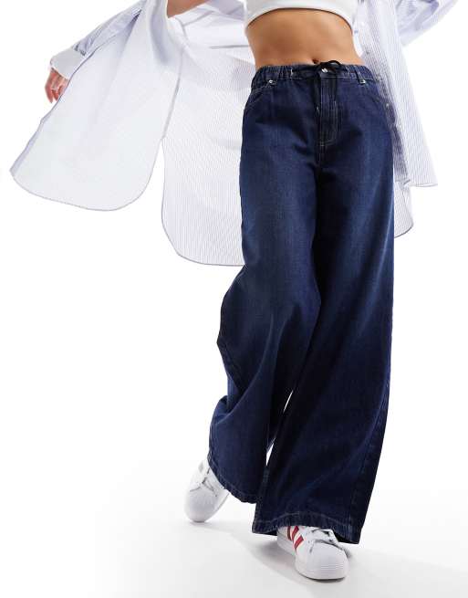 ASOS DESIGN pull on jeans in dark blue