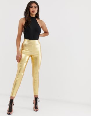 gold jeggings