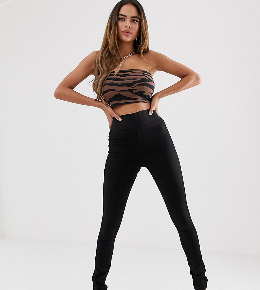 ASOS DESIGN pull on jeggings in clean black with wide waistband detail