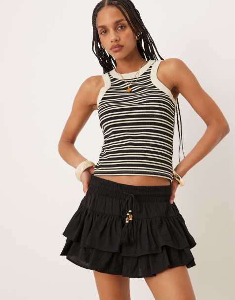 ASOS DESIGN pull on knicker shorts with ruffle detail in black - view 1
