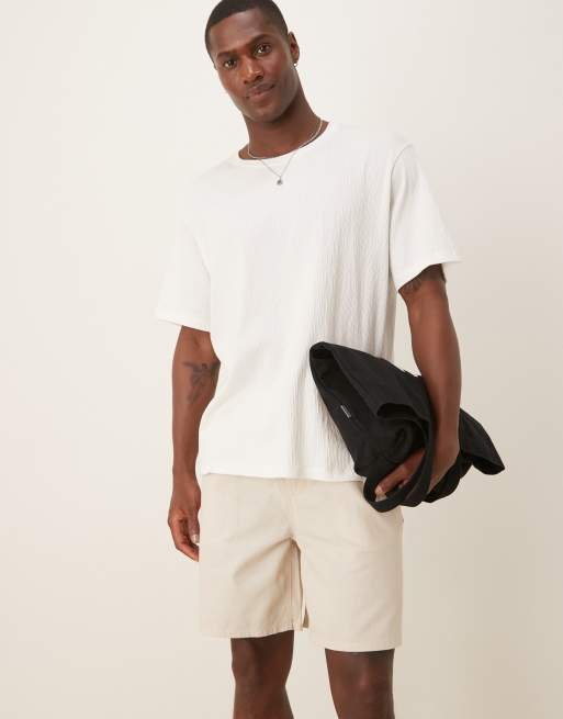 ASOS DESIGN pull on linen shorts with back tab branding
