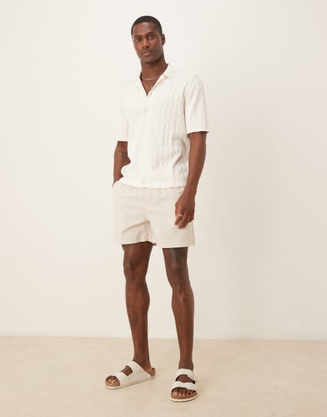 ASOS DESIGN pull on linen shorts with back tab branding - view 1