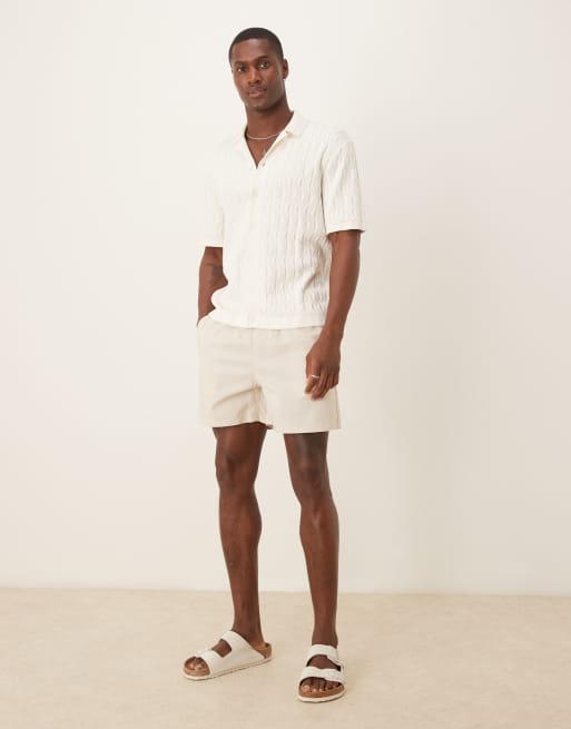 ASOS DESIGN pull on linen shorts with back tab branding