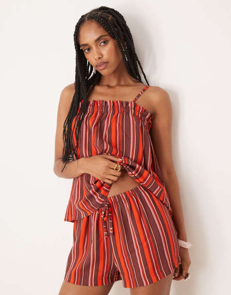 ASOS DESIGN pull on micro short in maroon stripe - view 1