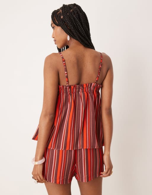 ASOS DESIGN pull-on micro shorts in maroon stripe, 3 of 5
