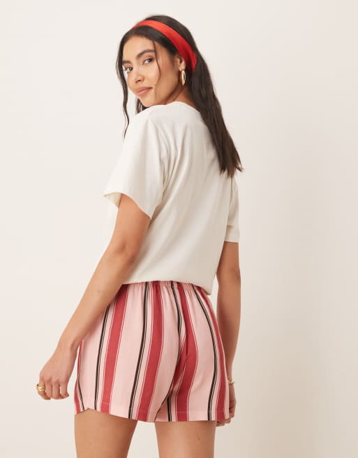 ASOS DESIGN pull-on micro shorts in pink stripe