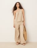 [ASOS DESIGN] ASOS DESIGN pull-on palazzo pants in stone (Part of a set)-Neutral M Stone