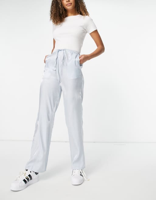 ASOS DESIGN pull on pant in metallic blue