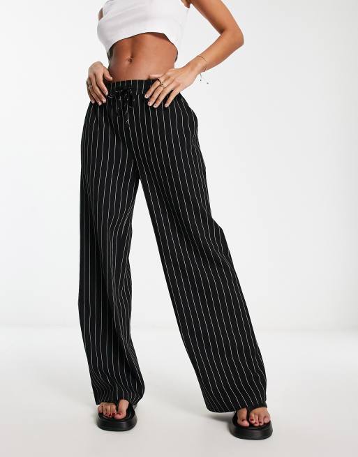 ASOS DESIGN pull on pants in black stripe