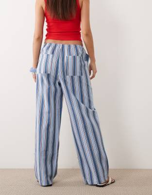 Asos Design Pull On Pants In Blue