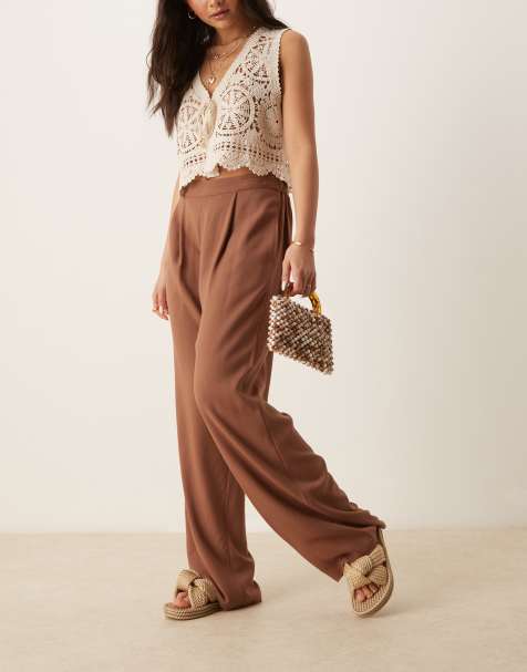 ASOS DESIGN pull on pants in brown - view 1