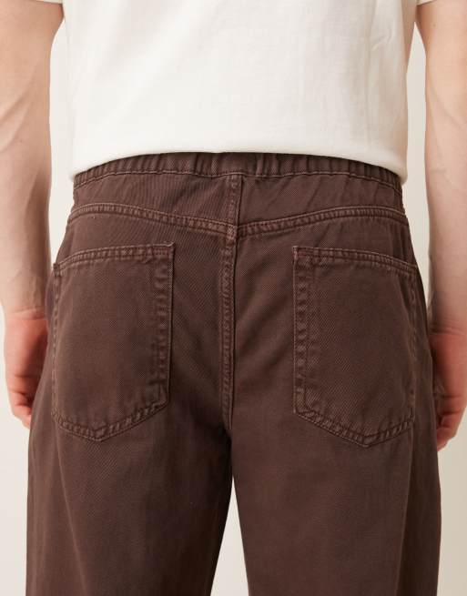 ASOS DESIGN pull on pants in brown, 4 of 5