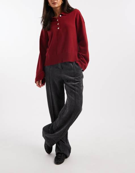 ASOS DESIGN pull on pants in cord in gray - view 1