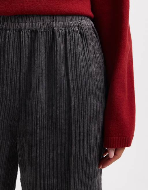 ASOS DESIGN pull on pants in cord in gray, 2 of 5
