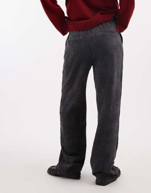 ASOS DESIGN pull on pants in cord in gray, 3 of 5