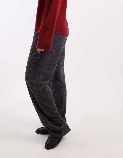 ASOS DESIGN pull on pants in cord in gray, 4 of 5