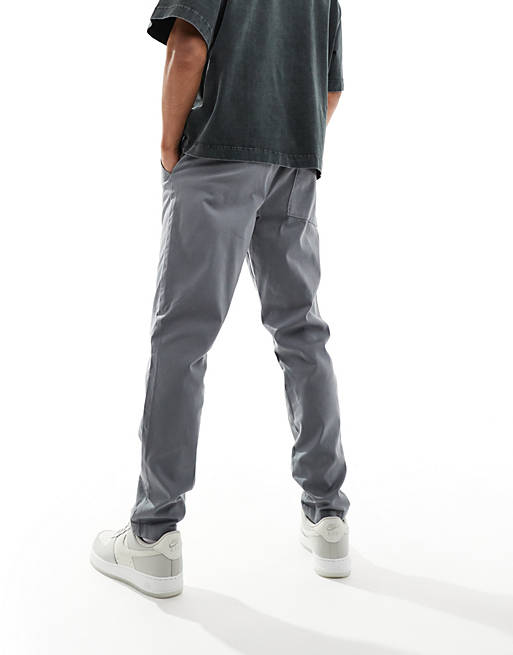 ASOS DESIGN pull on pants in gray with elastic waist