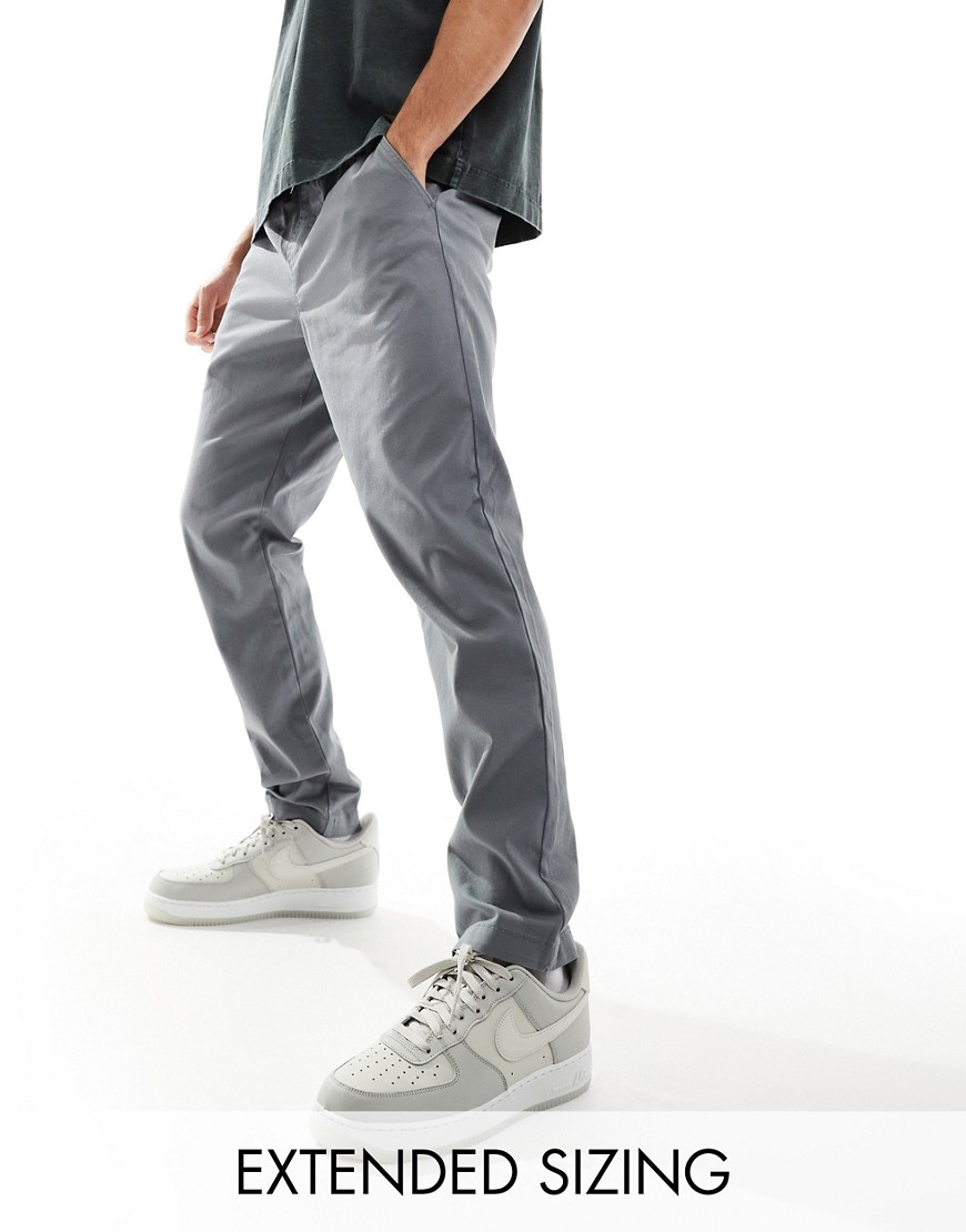 Shop Asos Design Pull On Pants In Gray With Elastic Waist