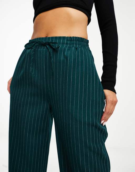 ASOS DESIGN Tall pull on pants in gray stripe