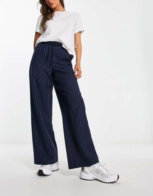 ASOS DESIGN pull on pants in navy stripe