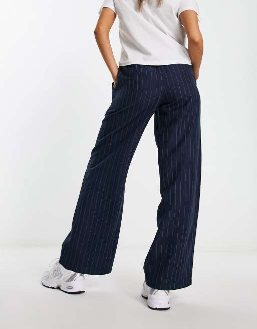 ASOS DESIGN pull on pants in navy stripe