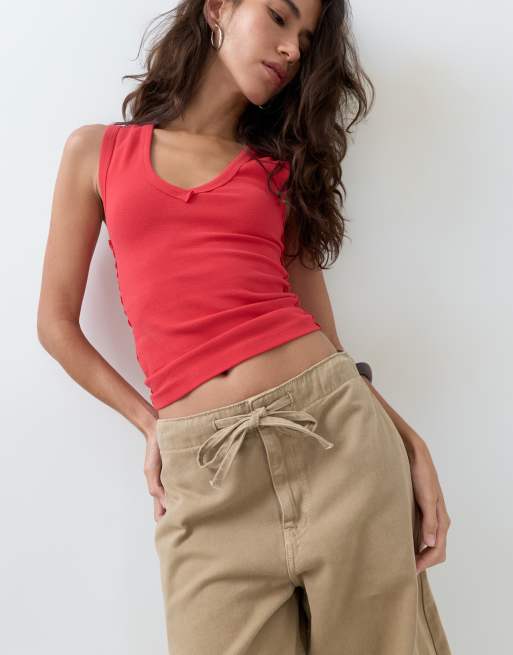 ASOS DESIGN pull on pants in washed caramel, 5 of 5