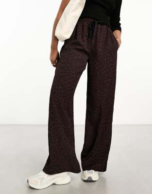 Asos Design Pull On Pants With Contrast Panel In Animal Print-multi