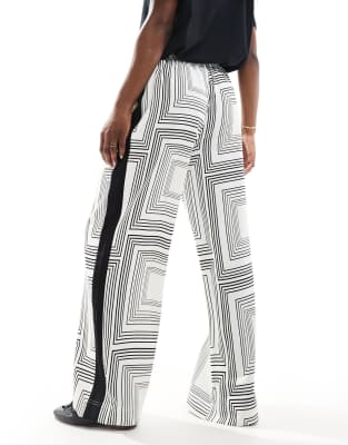 Asos Design Pull On Pants With Contrast Panel In Multi