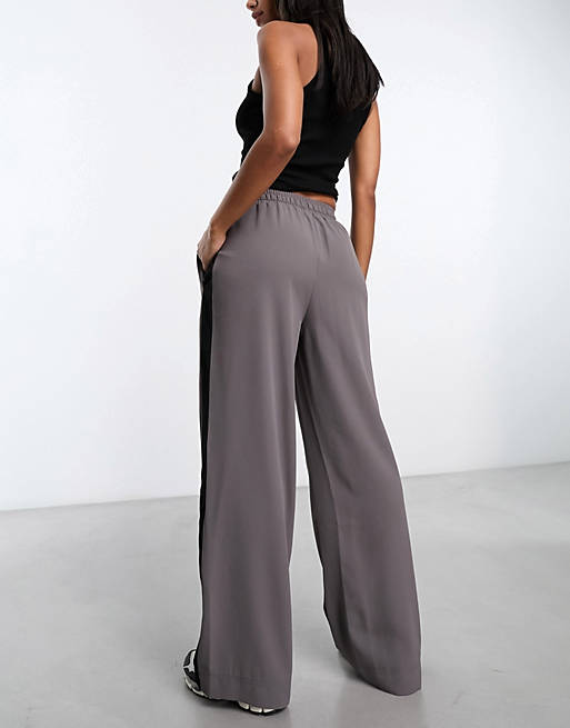 ASOS DESIGN pull-on pants with contrast panel in gray