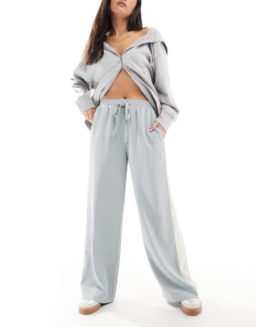 ASOS DESIGN pull-on pants with contrast panel in blue 