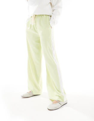 Asos Design Pull-on Pants With Contrast Panel In Green
