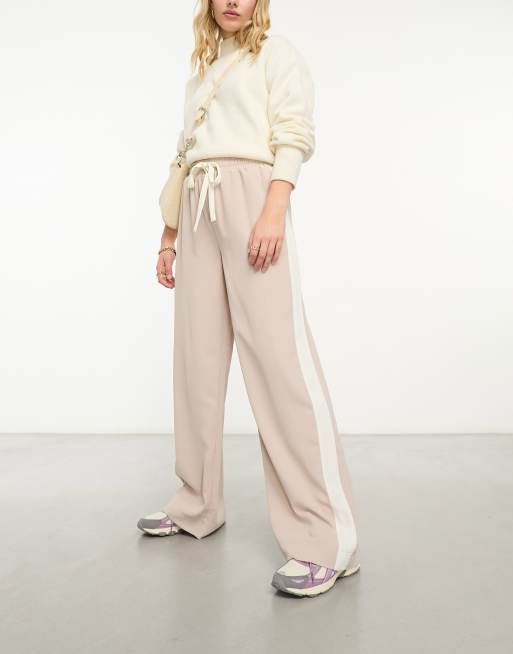 ASOS LUXE co-ord 3D lace trousers with belt in mink-Pink, £47.60