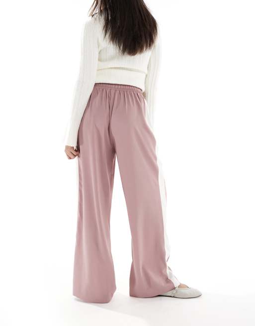 ASOS DESIGN pull-on pants with contrast panel in pink