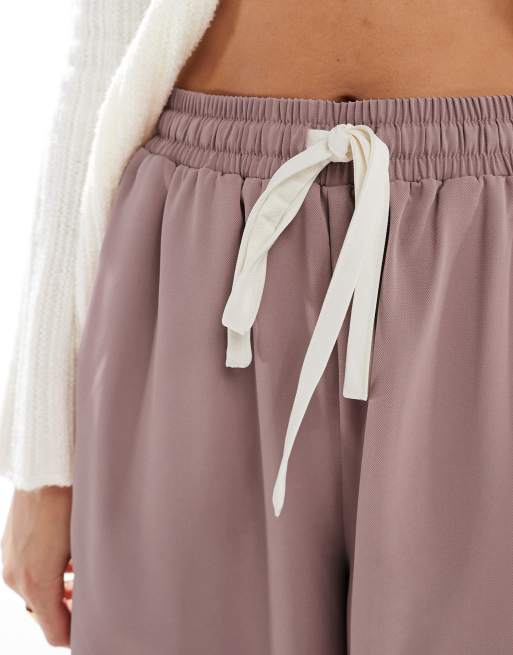 ASOS DESIGN pull-on pants with contrast panel in pink