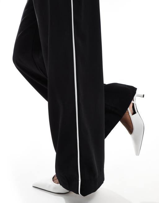 ASOS Tall Pull On Pants With Contrast Panel in Black