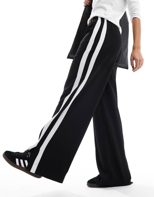 CONTRAST DOUBLE-WAIST TROUSERS - Black