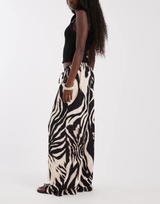 Asos Design Pull On Pants With Frill Hem In Multi